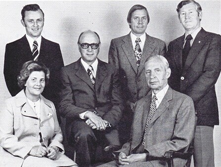 1975: Der Vorstand des MTV mit Barnekow, Banse, Blau, Meyer, Noffke und Franz (v.l.n.r.)